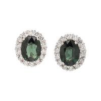 BIRKS, GREEN TOURMALINE AND DIAMOND EARCLIPS