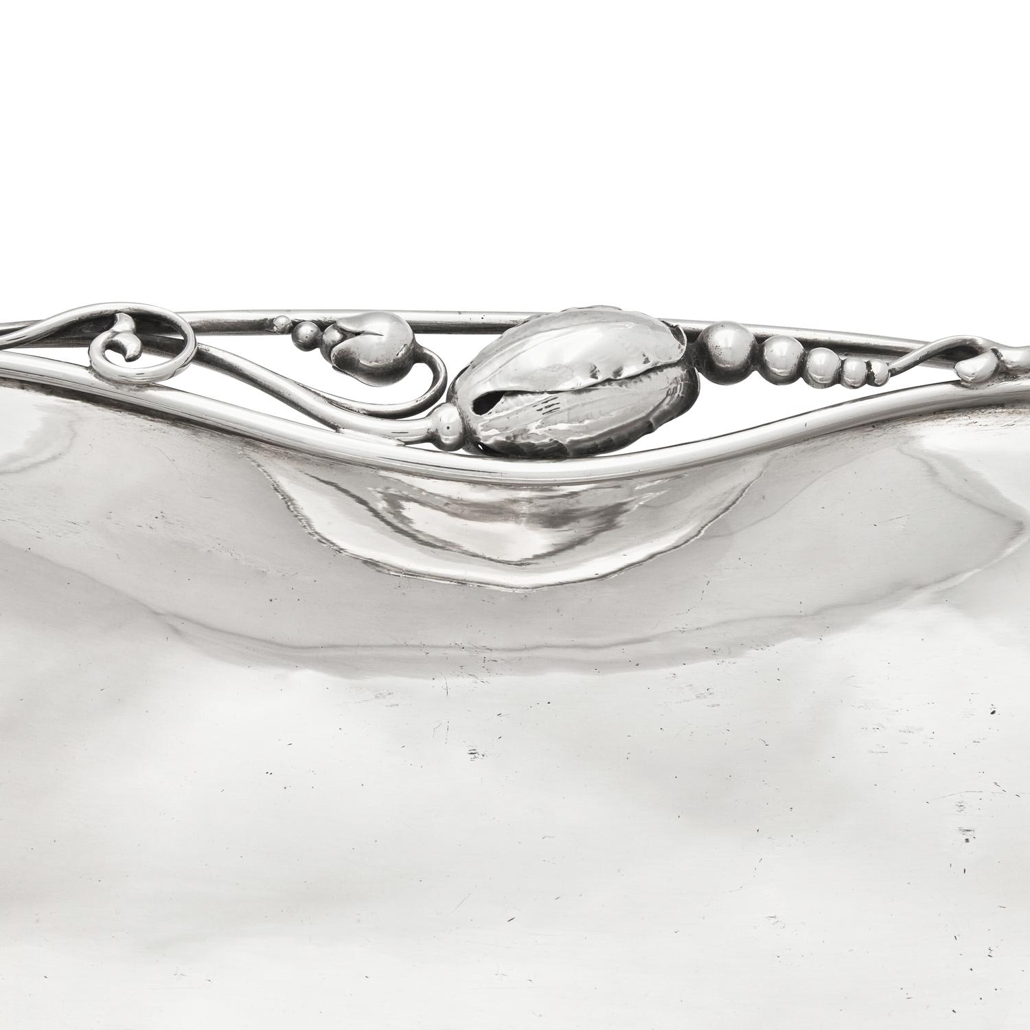 A Matched Pair of Georg Jensen Blossom Silver Dishes