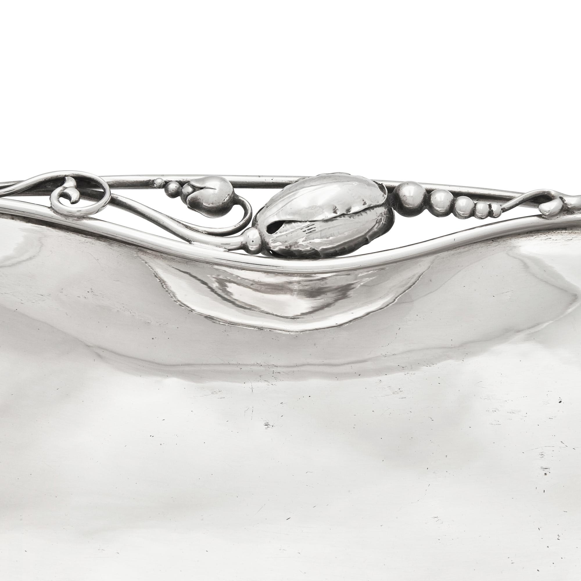A Matched Pair of Georg Jensen Blossom Silver Dishes