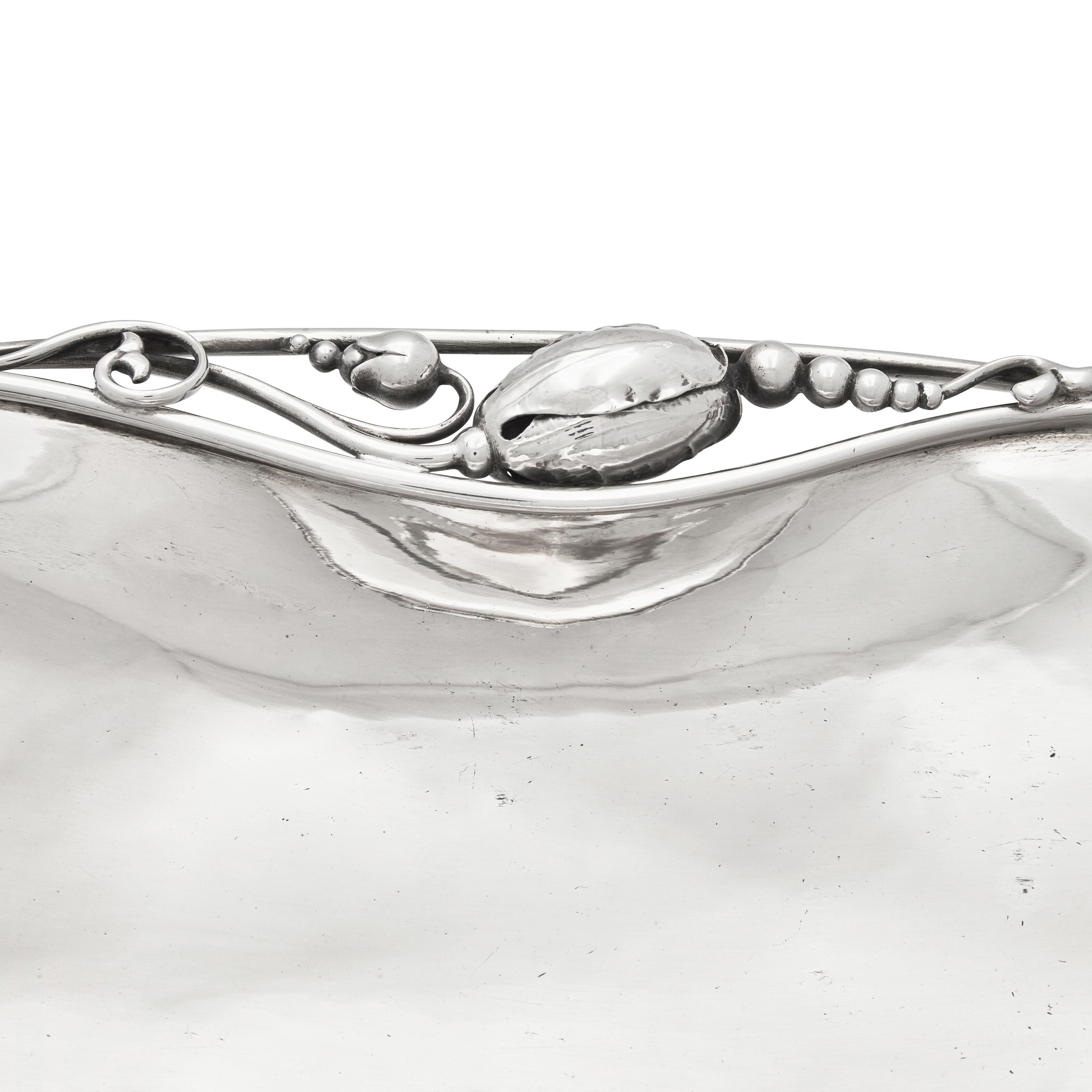 A Matched Pair of Georg Jensen Blossom Silver Dishes