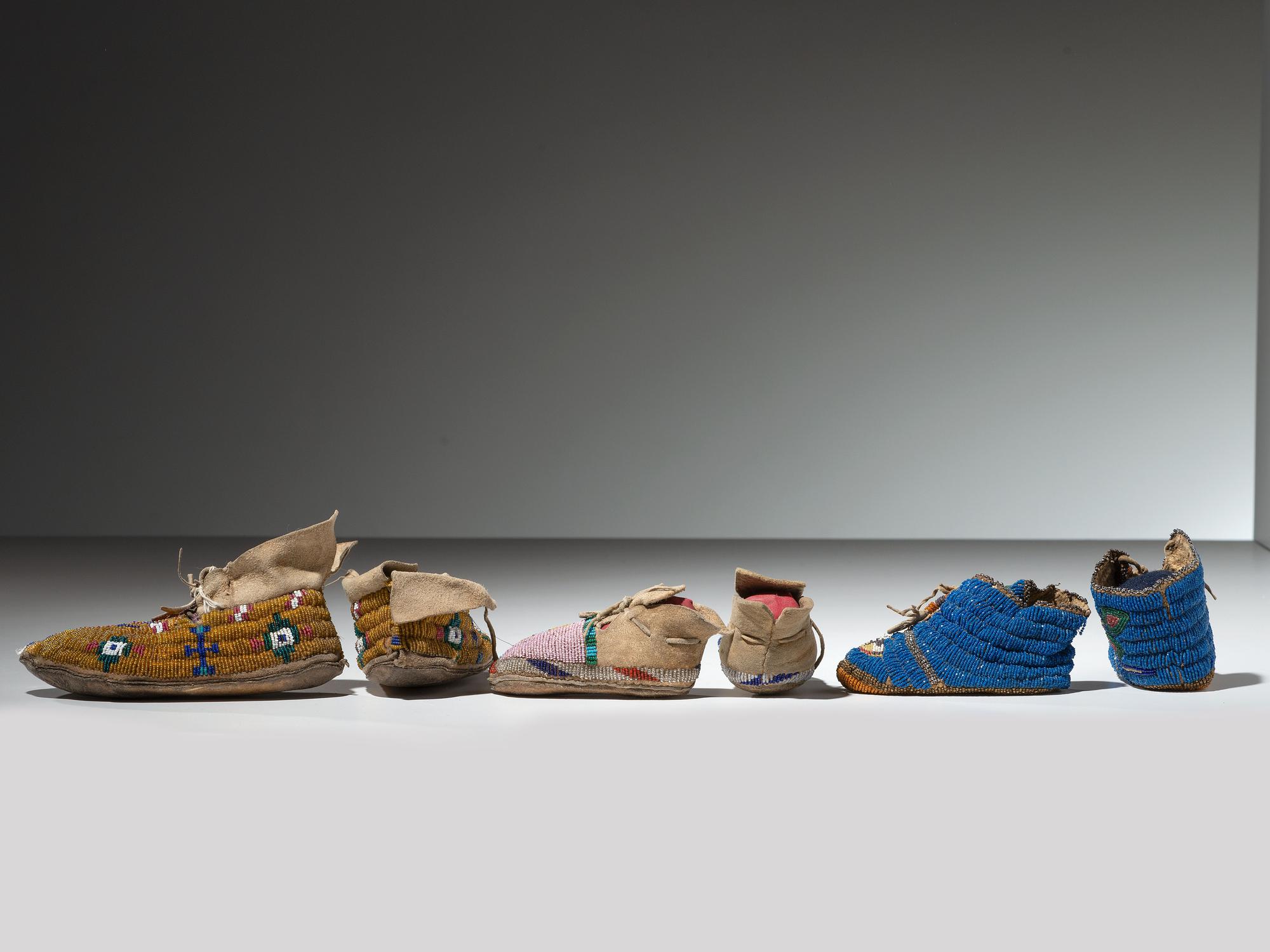 Plains Children's Beaded Hide Moccasins