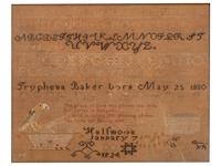 A Needlework Embroidered Sampler, Wrought by Tryphena Baker