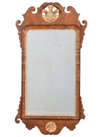 A Chippendale Style Parcel Gilt Walnut Looking Glass Mirror