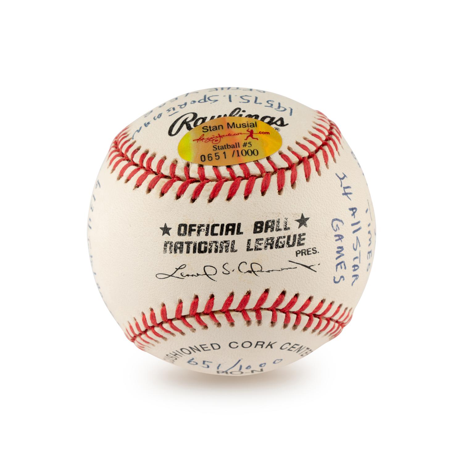 A Stan Musial Multi Career Achievement/Stat Inscribed Signed Autograph Baseball