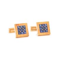 YELLOW GOLD AND SYNTHETIC SAPPHIRE CUFFLINKS
