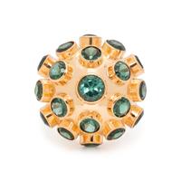 YELLOW GOLD AND GREEN TOURMALINE SPUTNIK RING