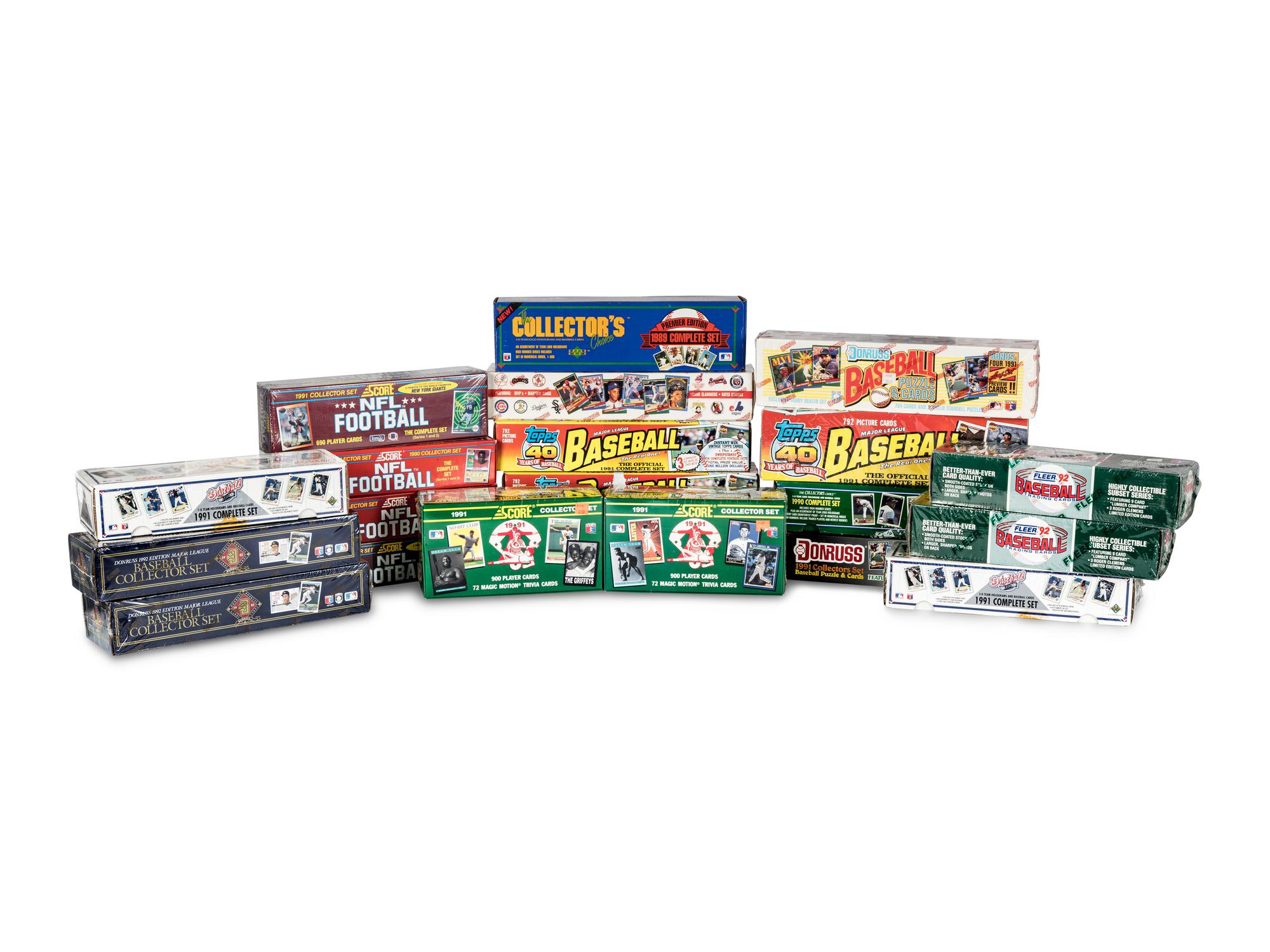 A Large Group of Assorted Baseball and Football Complete Sets (Including 1989 Upper Deck Baseball),