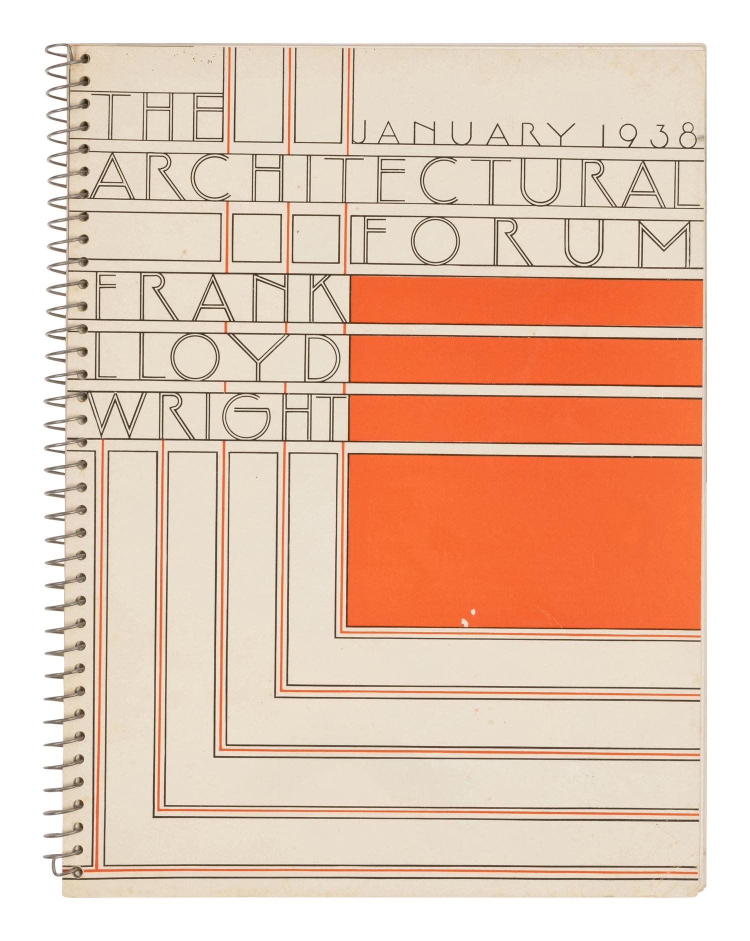 [FRANK LLOYD WRIGHT]. The Architectural Forum . Vol. 68, No. 1. New York: Time, Inc., January 1938.