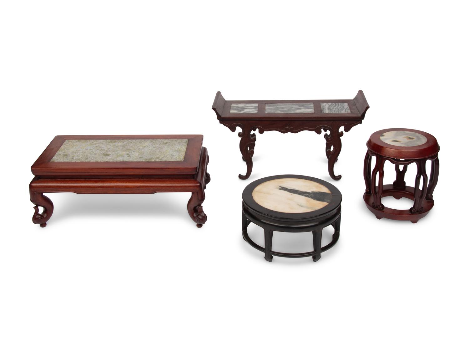 Four Chinese Marble Top Stands