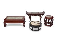 Four Chinese Marble Top Stands