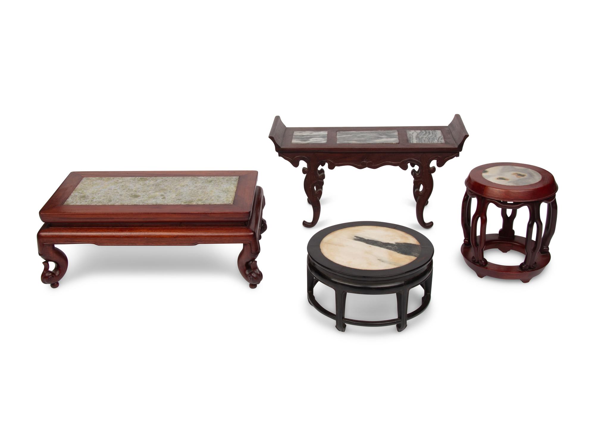 Four Chinese Marble Top Stands