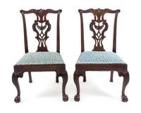 A Pair of Chippendale Mahogany Side Chairs Height 37 3/8 inches. — 18TH CENTURY