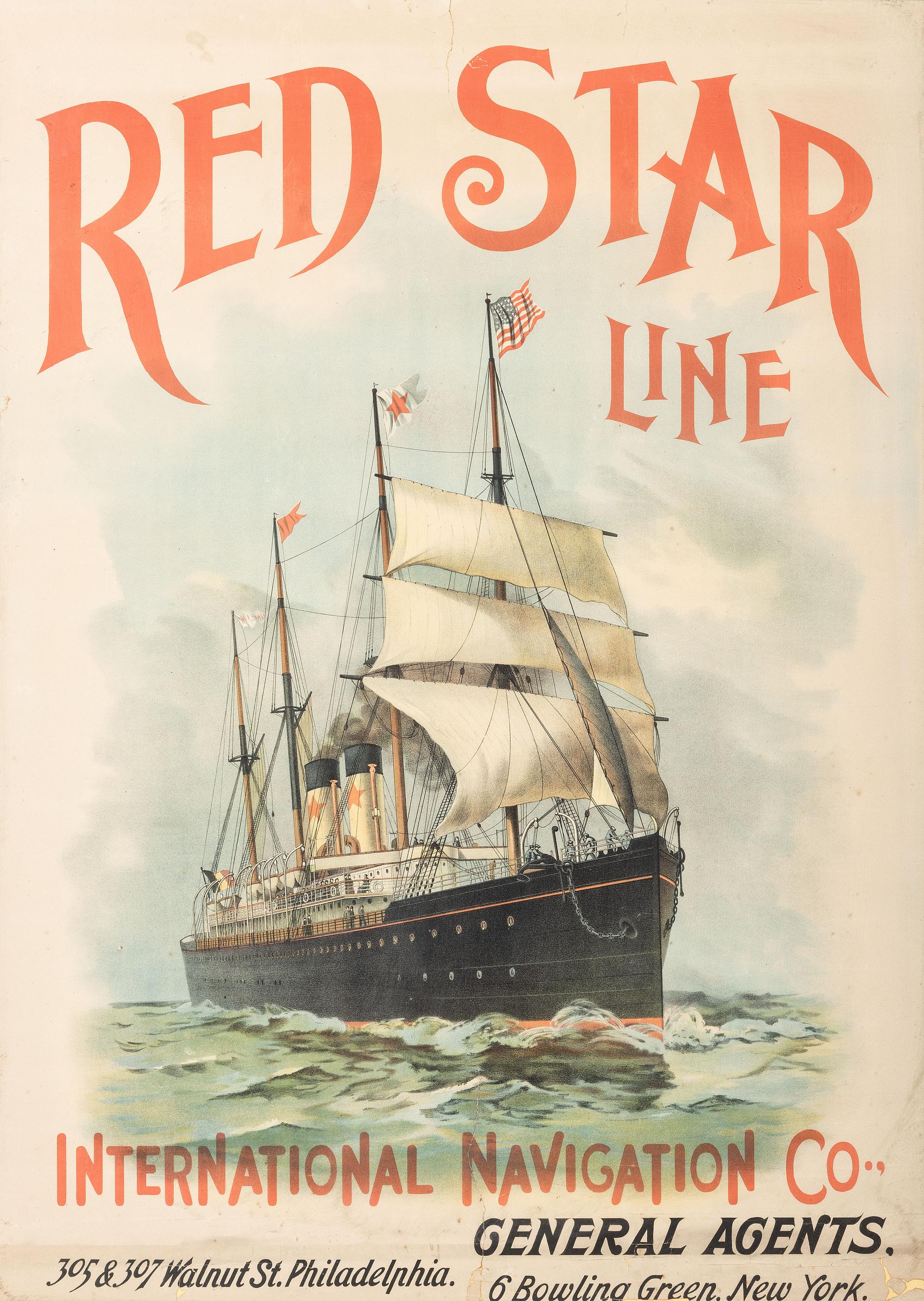 Three Steam Ship Line Advertisement Lithographs