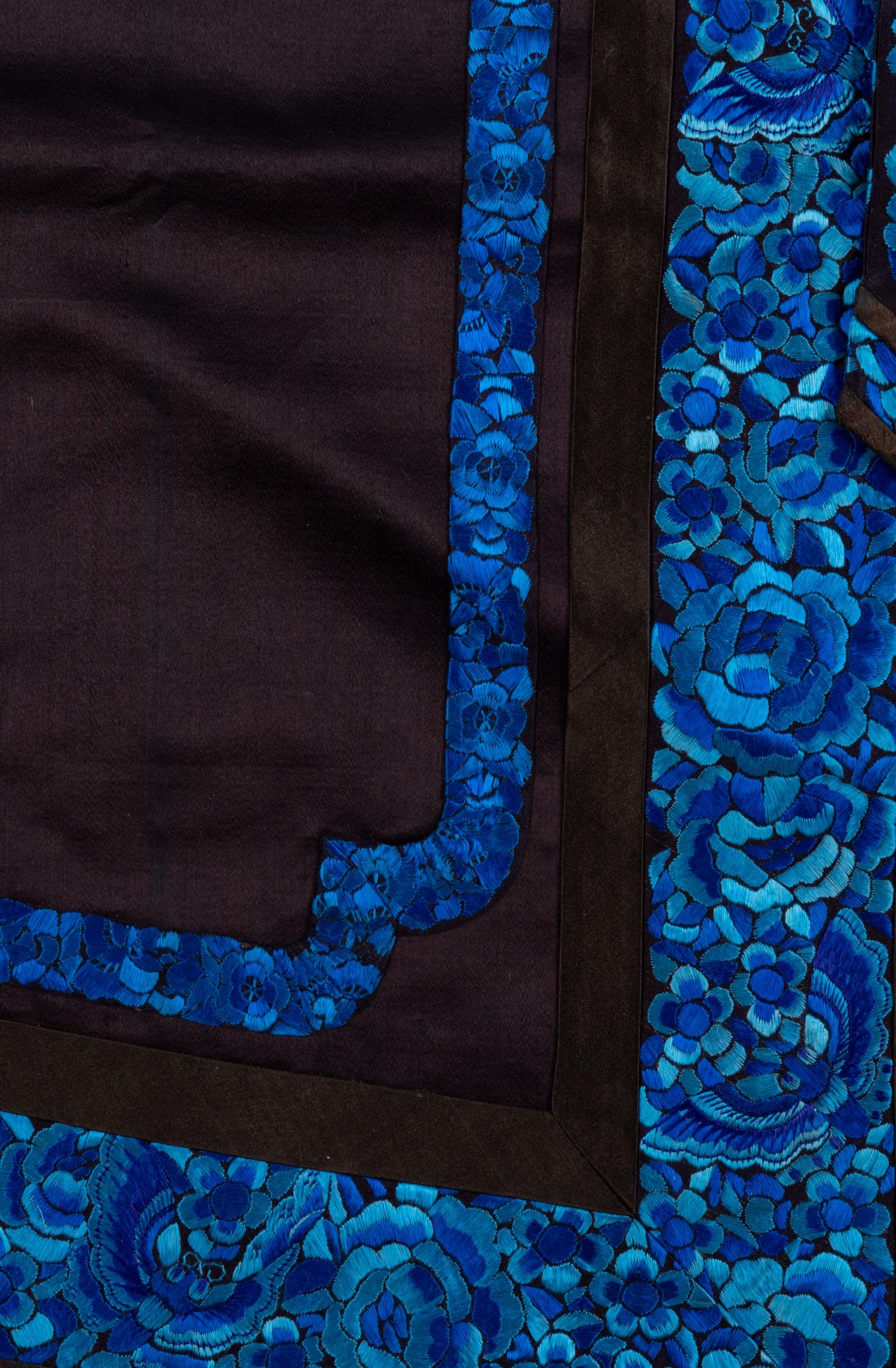 Two 'Sanlan' Black Ground Embroidered Silk Lady's Coats