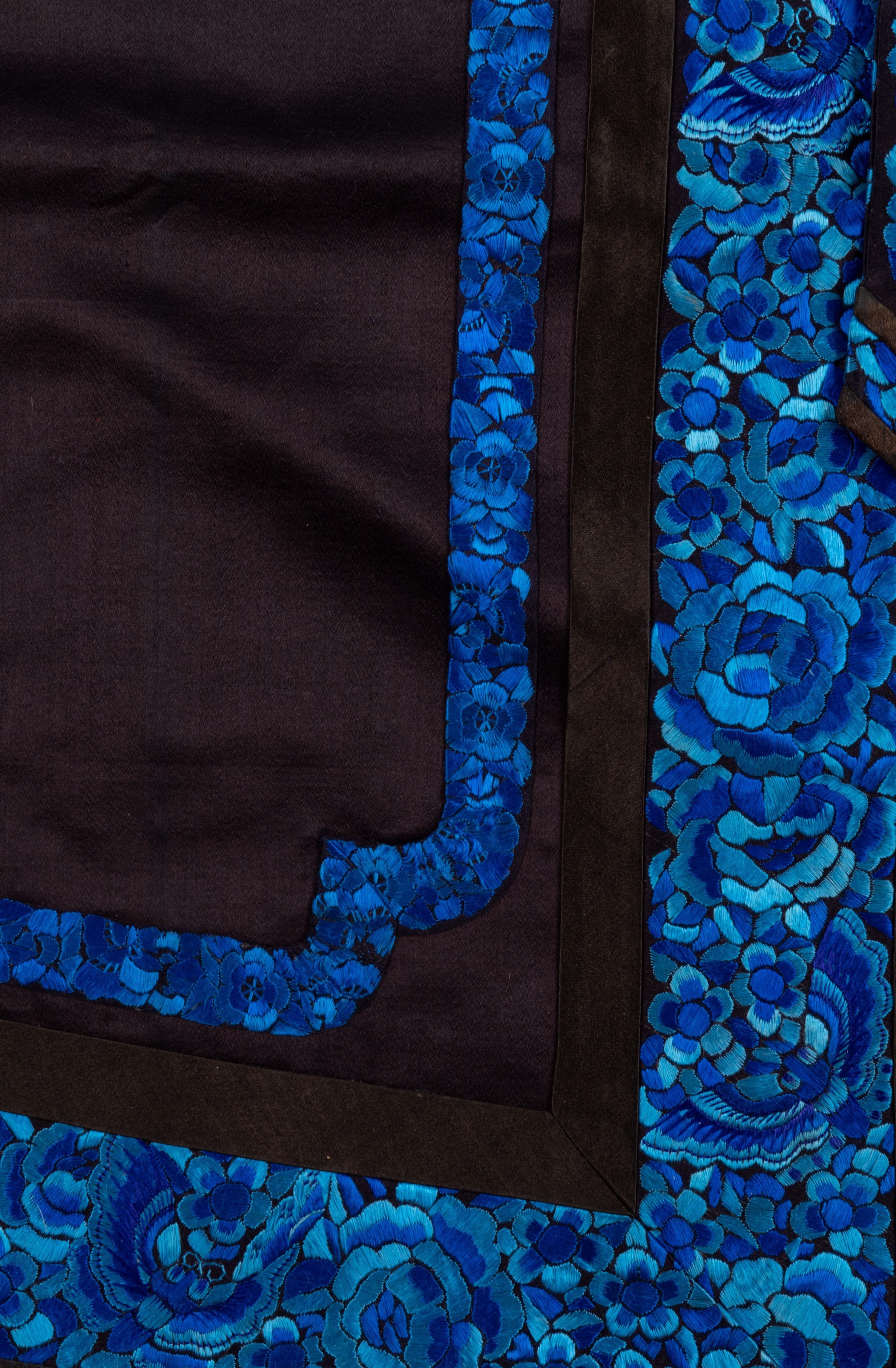 Two 'Sanlan' Black Ground Embroidered Silk Lady's Coats