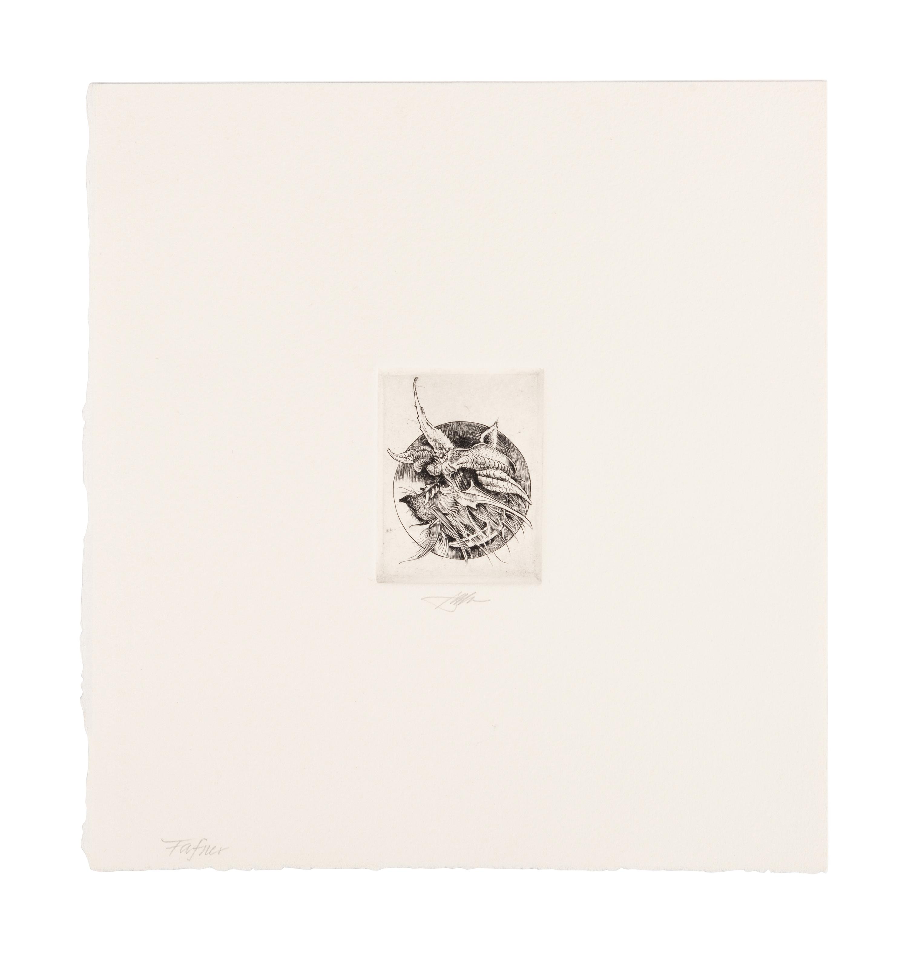 MOSER, Barry. Fafner. [ca 1980]. 276 x 260 mm. Copperplate engraving. Captioned and signed in pencil.