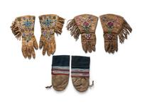 Collection of Beaded Hide Gauntlets and Mittens