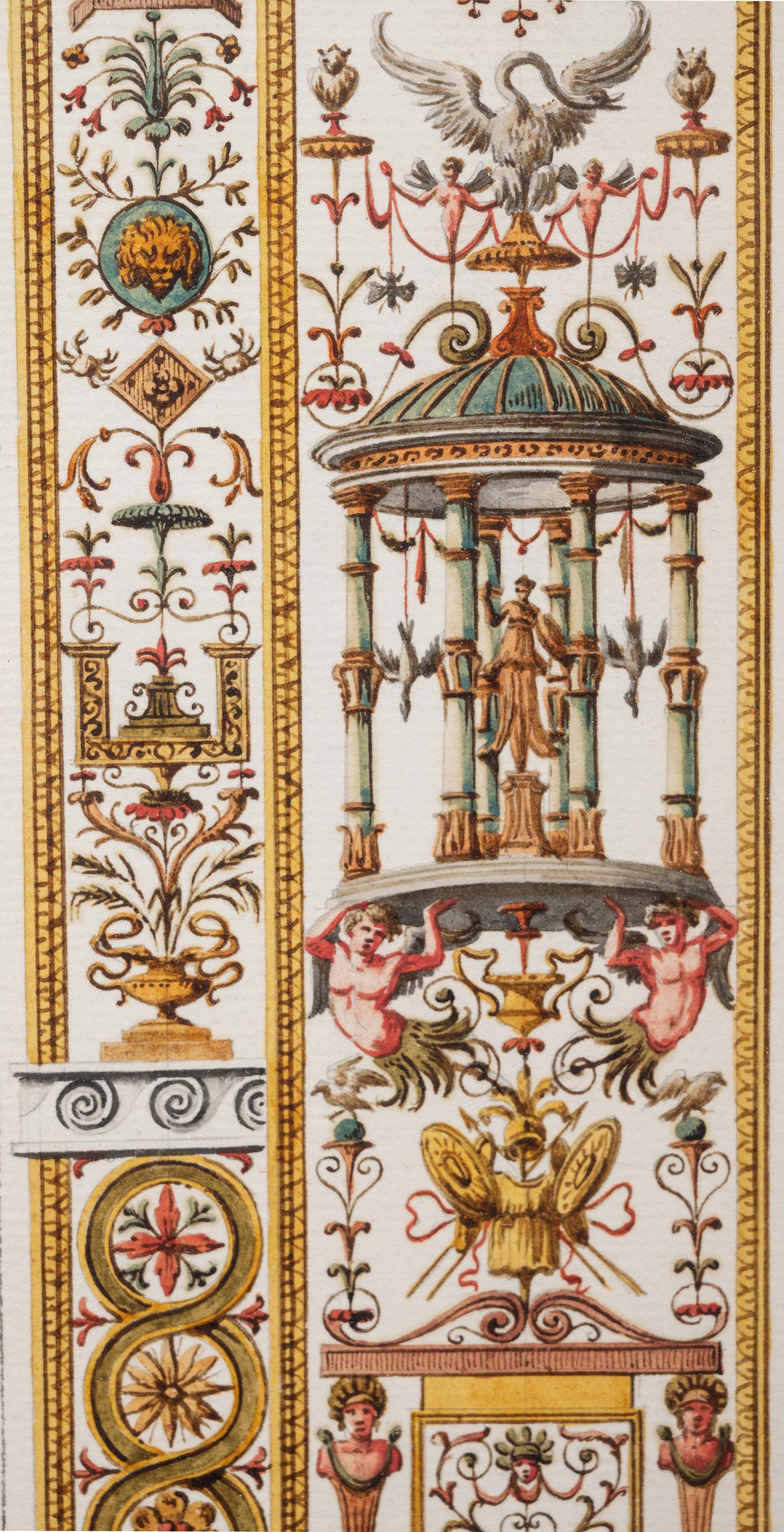 A Set of Eight Neoclassical Watercolor Illustrations