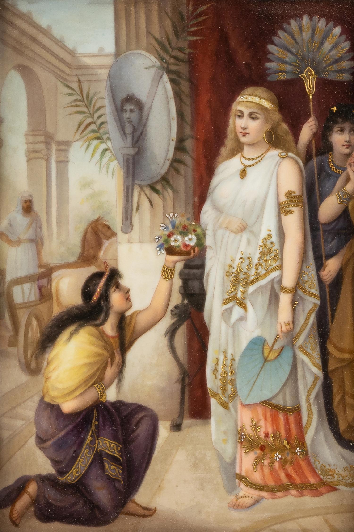 A Continental Porcelain Plaque Depicting A Message After Heva Coomans