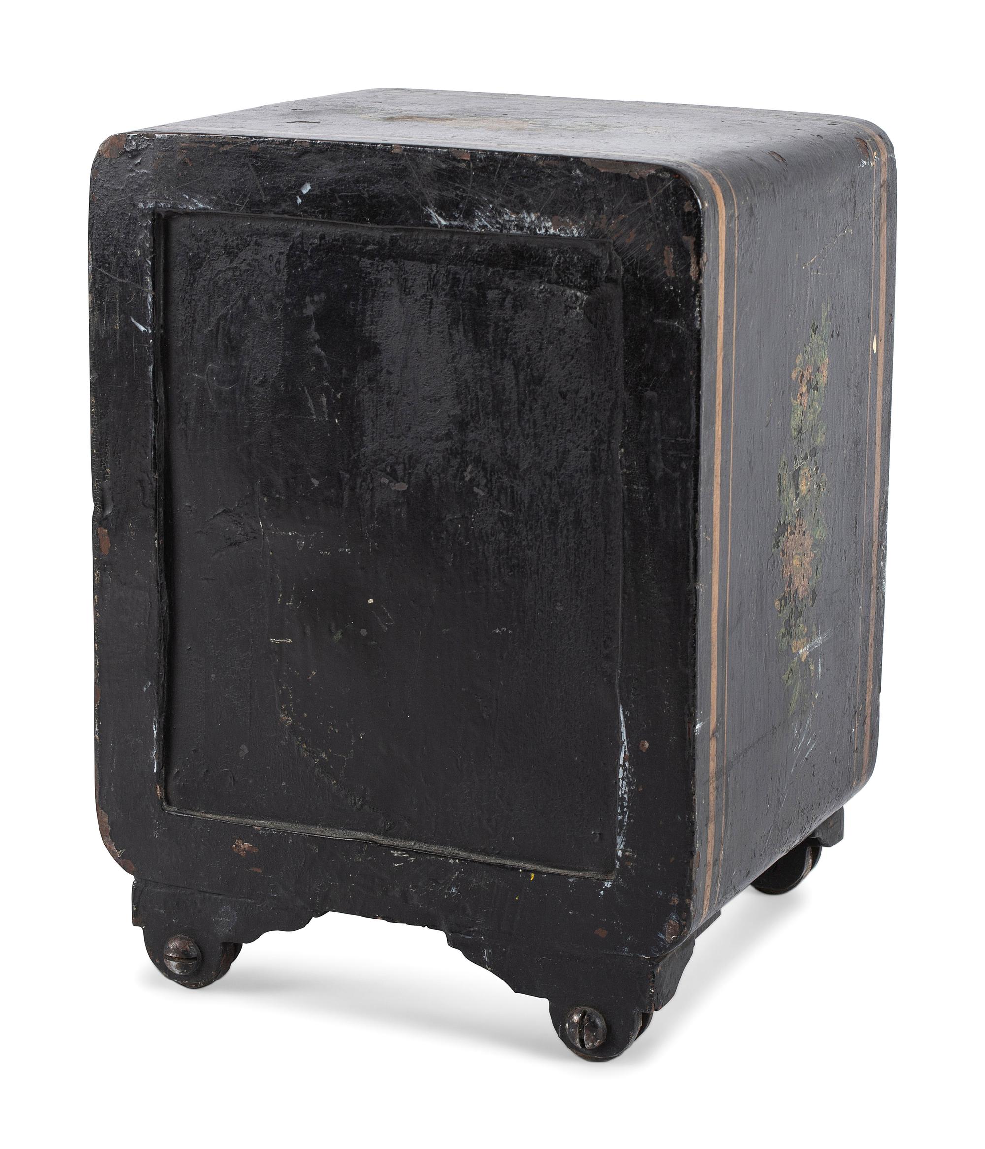 A Paint Decorated Miniature Iron Safe