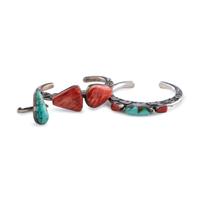 Pair of Sterling Silver Cuff Bracelets and Ring