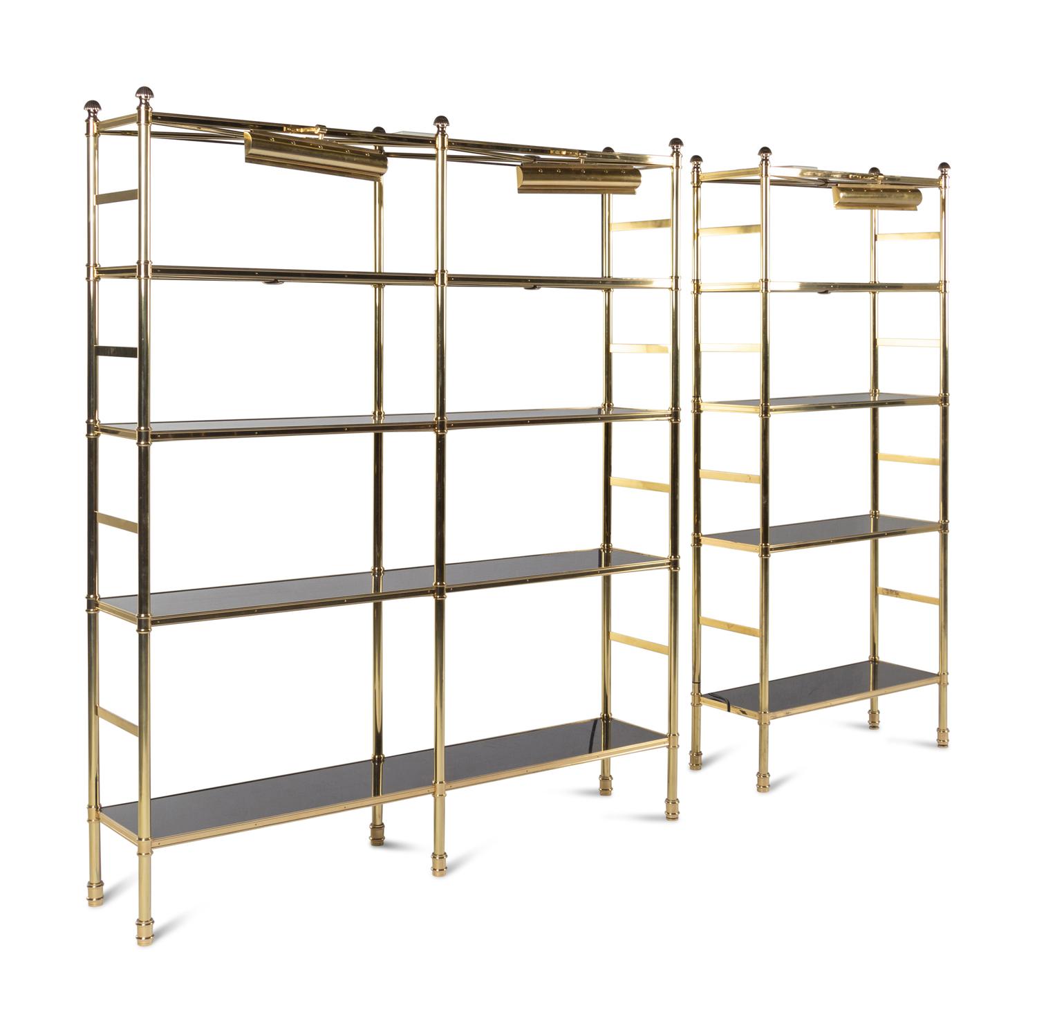 Two Contemporary Brass and Lacquer "Porter" Etageres