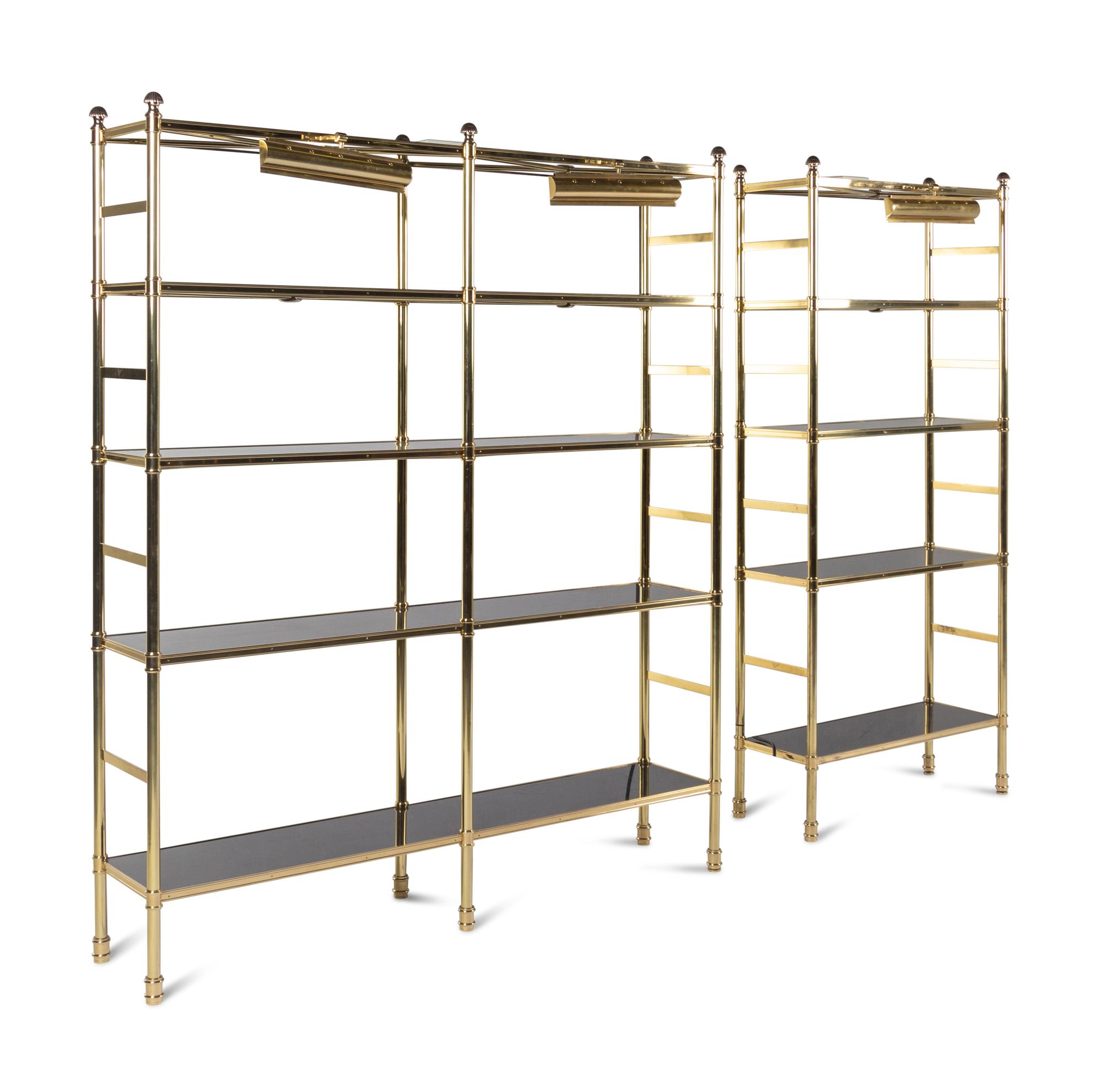 Two Contemporary Brass and Lacquer "Porter" Etageres
