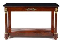 An Empire Mahogany Serving Table Height 33 1/4 x width 54 1/2 inches. — 19TH CENTURY