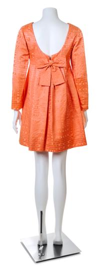 A Christian Dior Tangerine Silk Embossed Cocktail Dress, No Size.