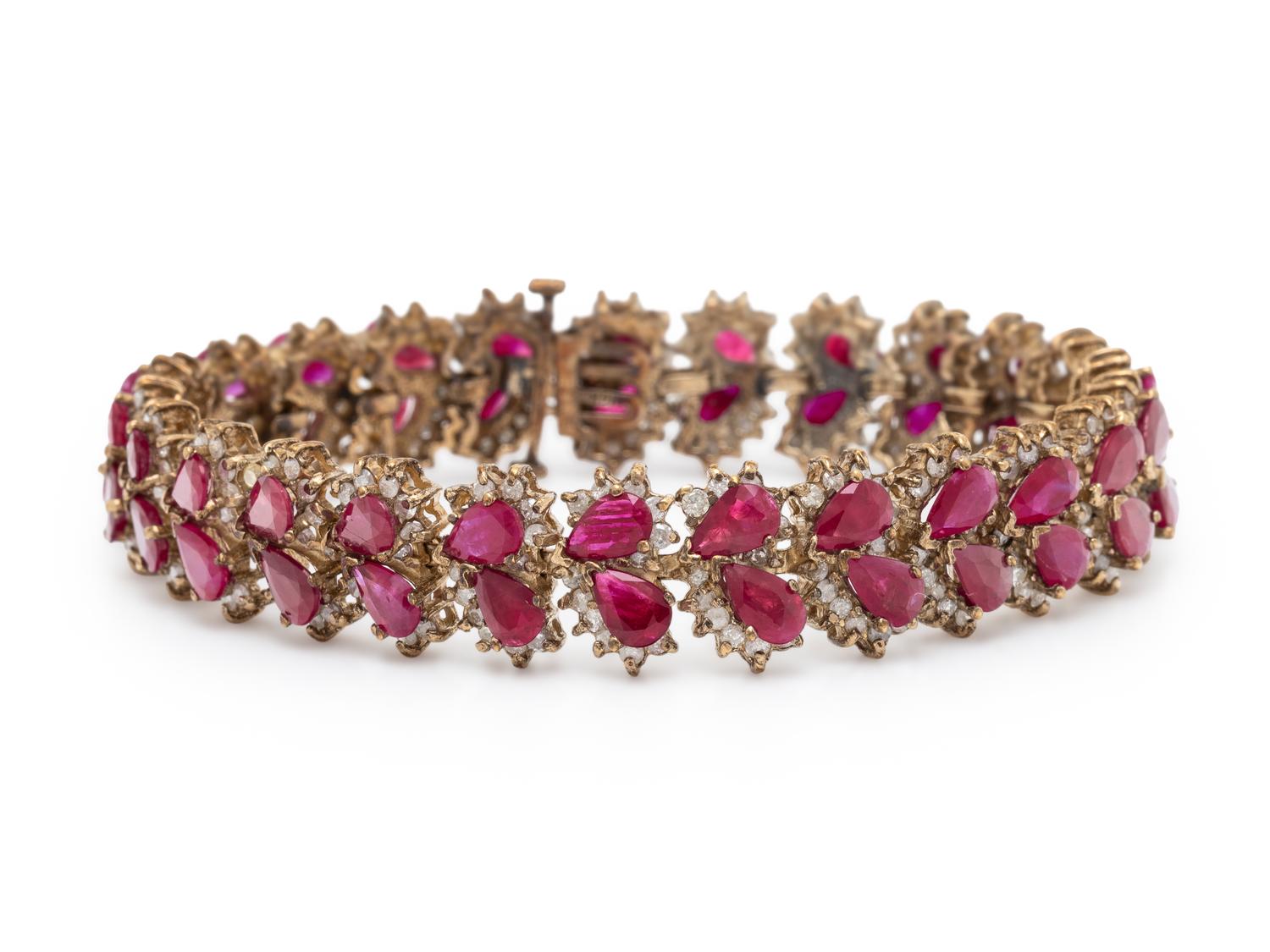 GLASS-FILLED RUBY AND DIAMOND BRACELET