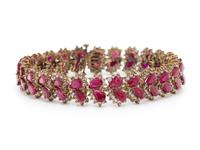 GLASS-FILLED RUBY AND DIAMOND BRACELET