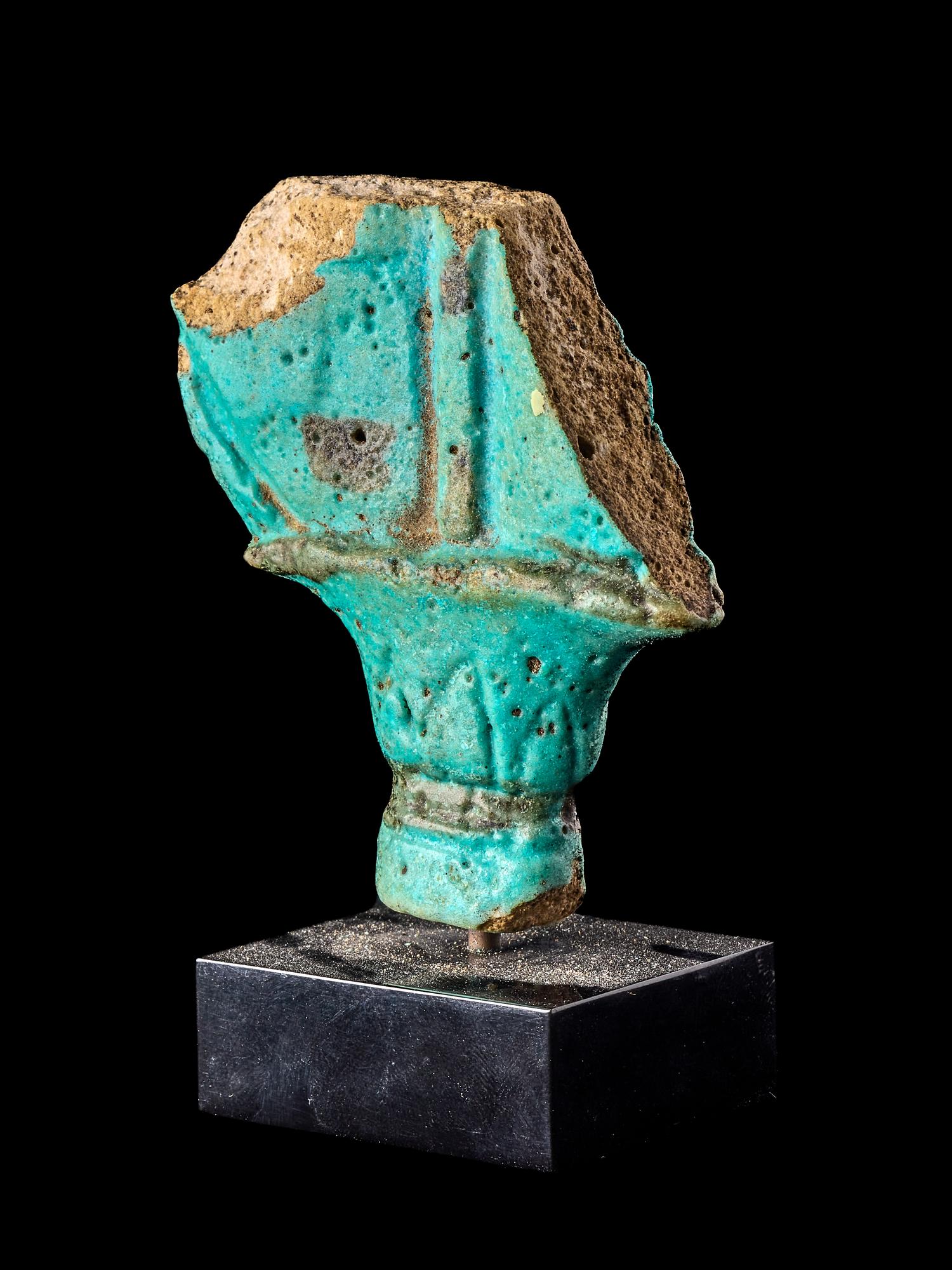 An Egyptian Blue Faience Fragment of a Lotiform Column