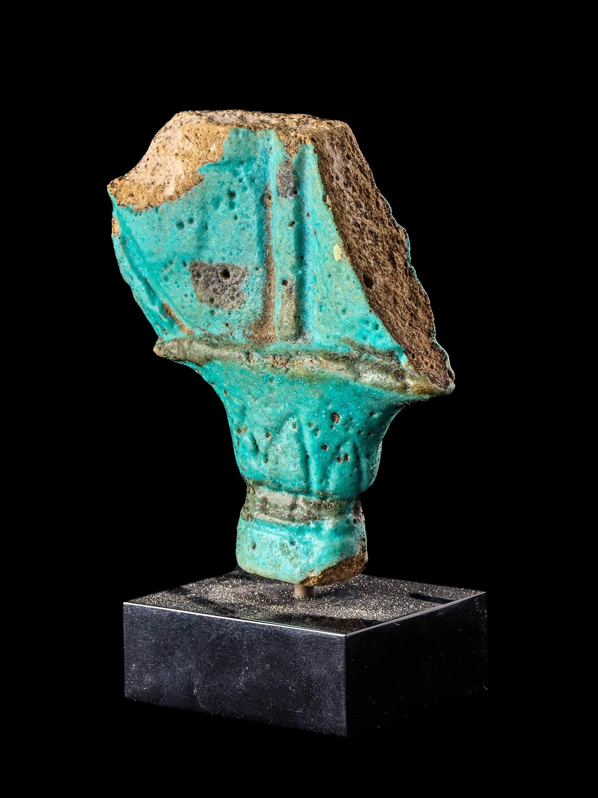 An Egyptian Blue Faience Fragment of a Lotiform Column