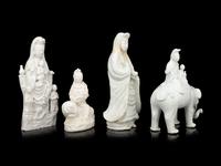Four Chinese Blanc-de-Chine Porcelain Figures of Guanyin