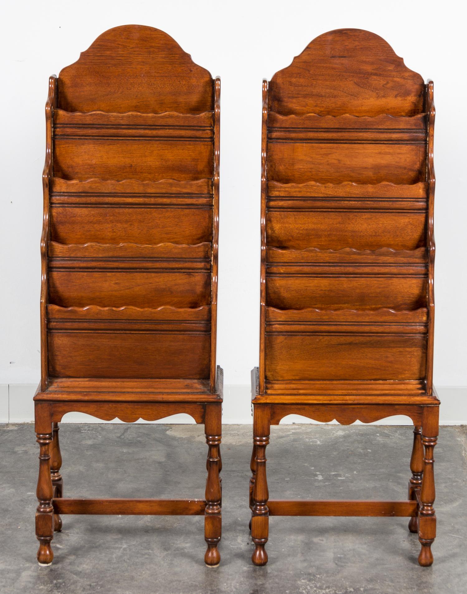 A Pair of William and Mary Style Upright Canterburies Height 42 1/2 x width 15 x depth 9 inches.