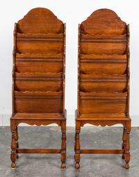 A Pair of William and Mary Style Upright Canterburies Height 42 1/2 x width 15 x depth 9 inches.