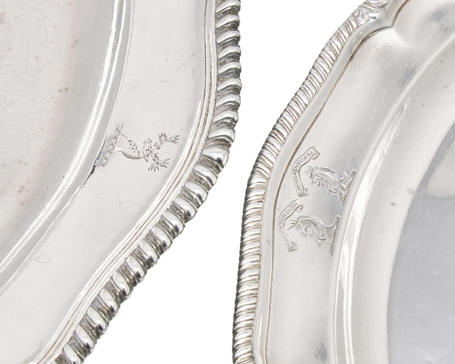 Two George III Sterling Silver Oval Serving Platters