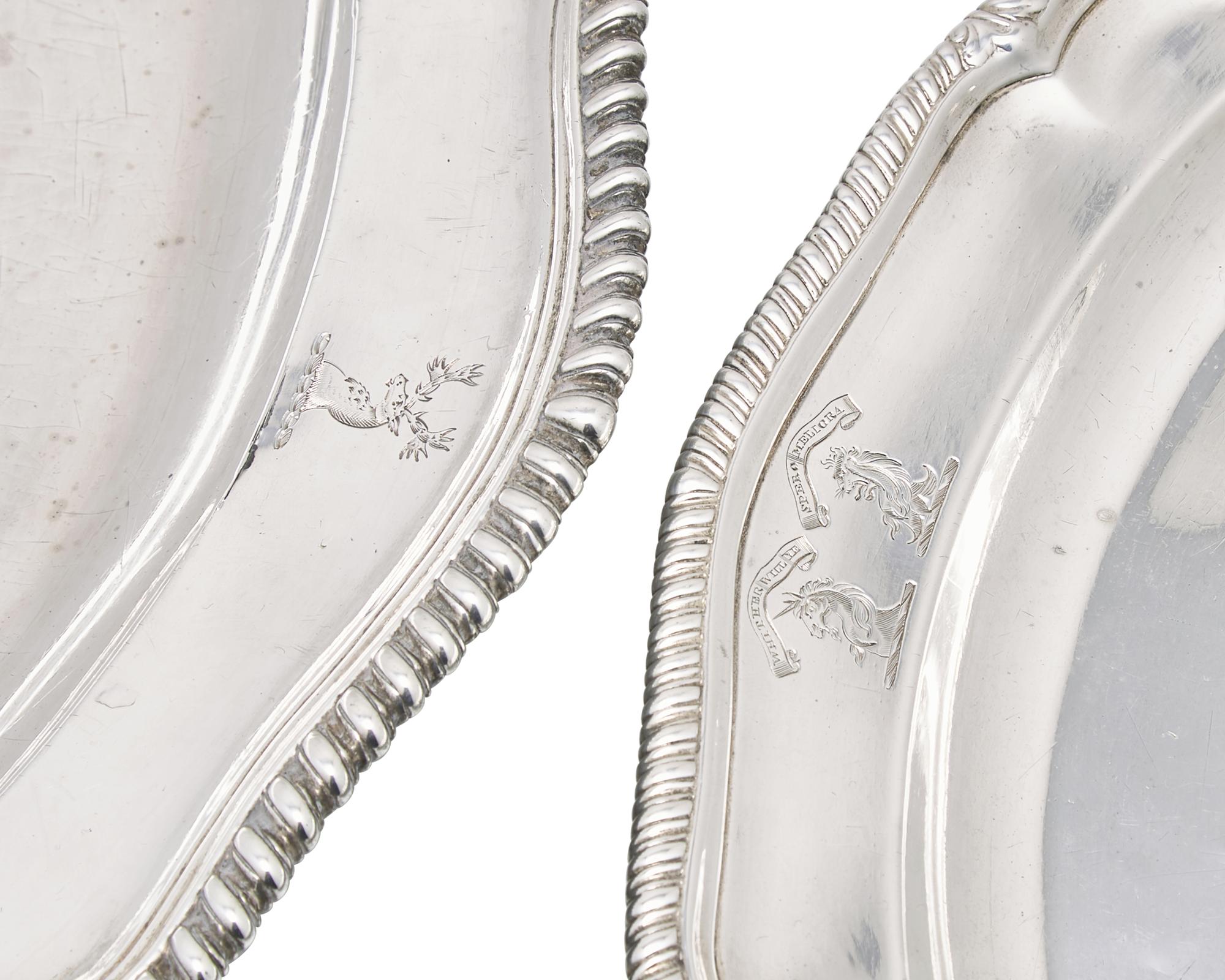 Two George III Sterling Silver Oval Serving Platters