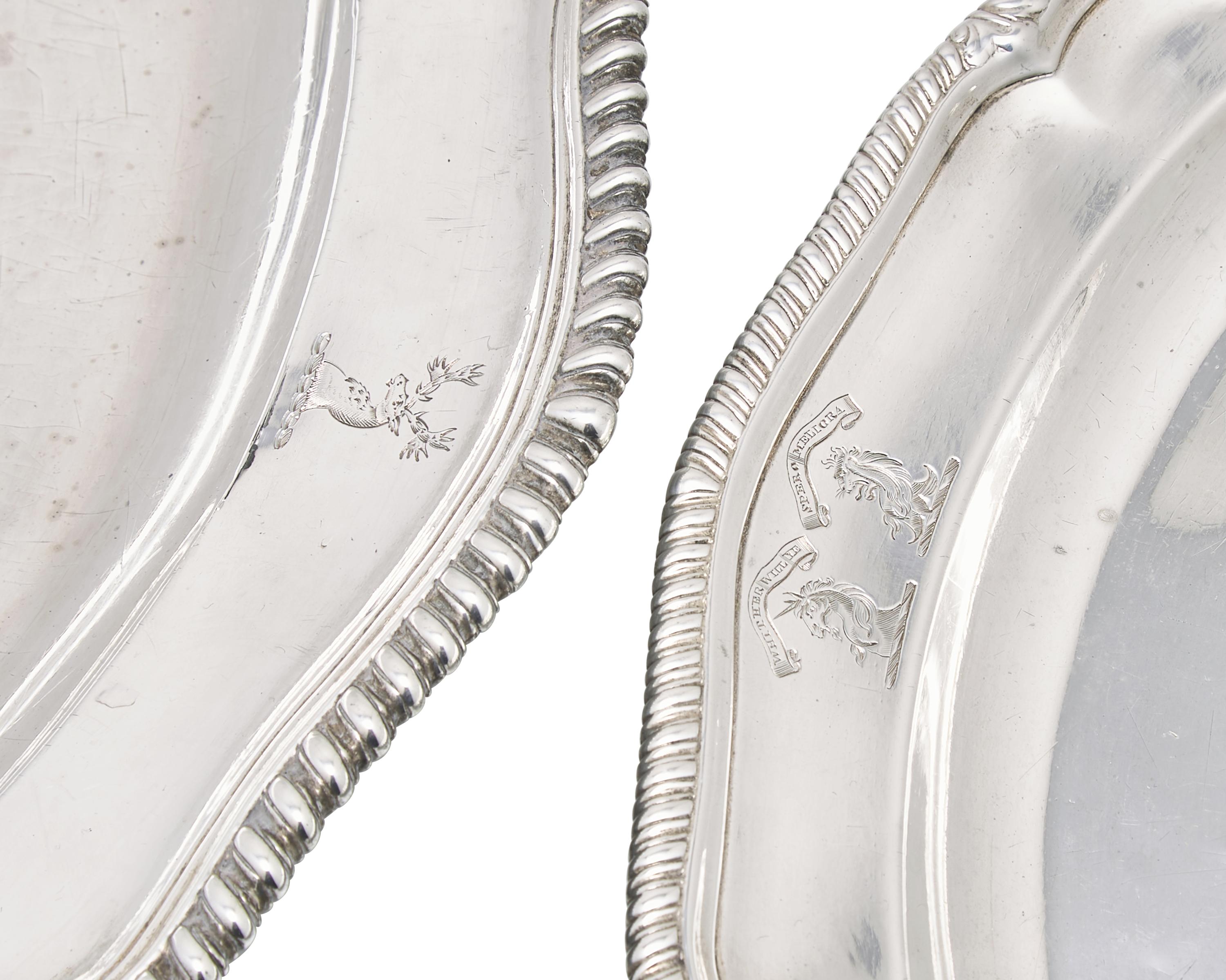 Two George III Sterling Silver Oval Serving Platters