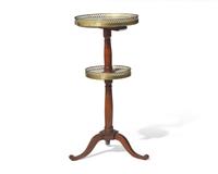A Louis XVI Two-Tier Fruitwood Stand with White Marble Tops