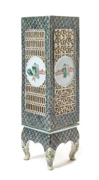 A Famille Verte Reticulated Porcelain Lamp — 19TH CENTURY