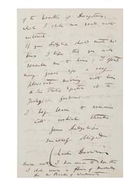 DARWIN, Charles (1809-1882). Autograph letter signed (“Charles Darwin”) to Lady Dorothy Fanny Nevill (“Madam”), Down, Bromley, Kent, 27 November [1861]. 4 pages, 8vo (203 x 127 mm), on a bifolium. Creased.