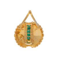 YELLOW GOLD, EMERALD AND DIAMOND PENDANT