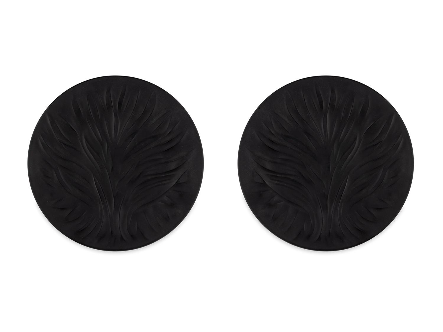 Two Lalique Black Glass Plates: Alques — 20TH CENTURY