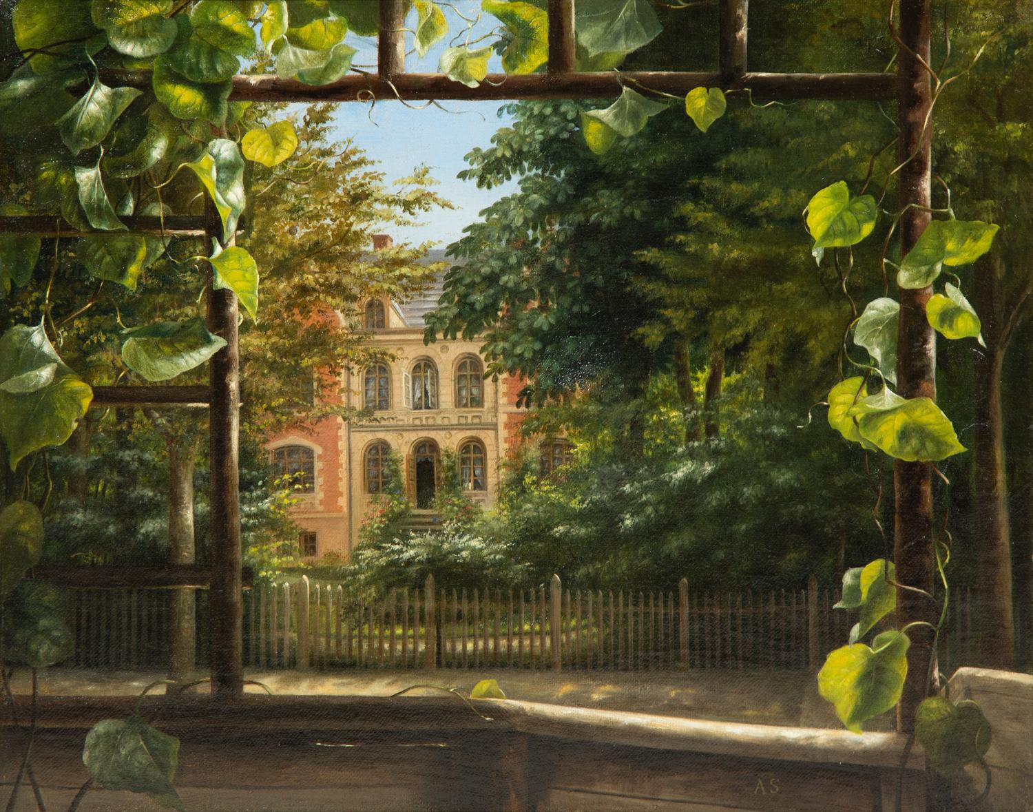 Manor in a Sun-Dappled Garden