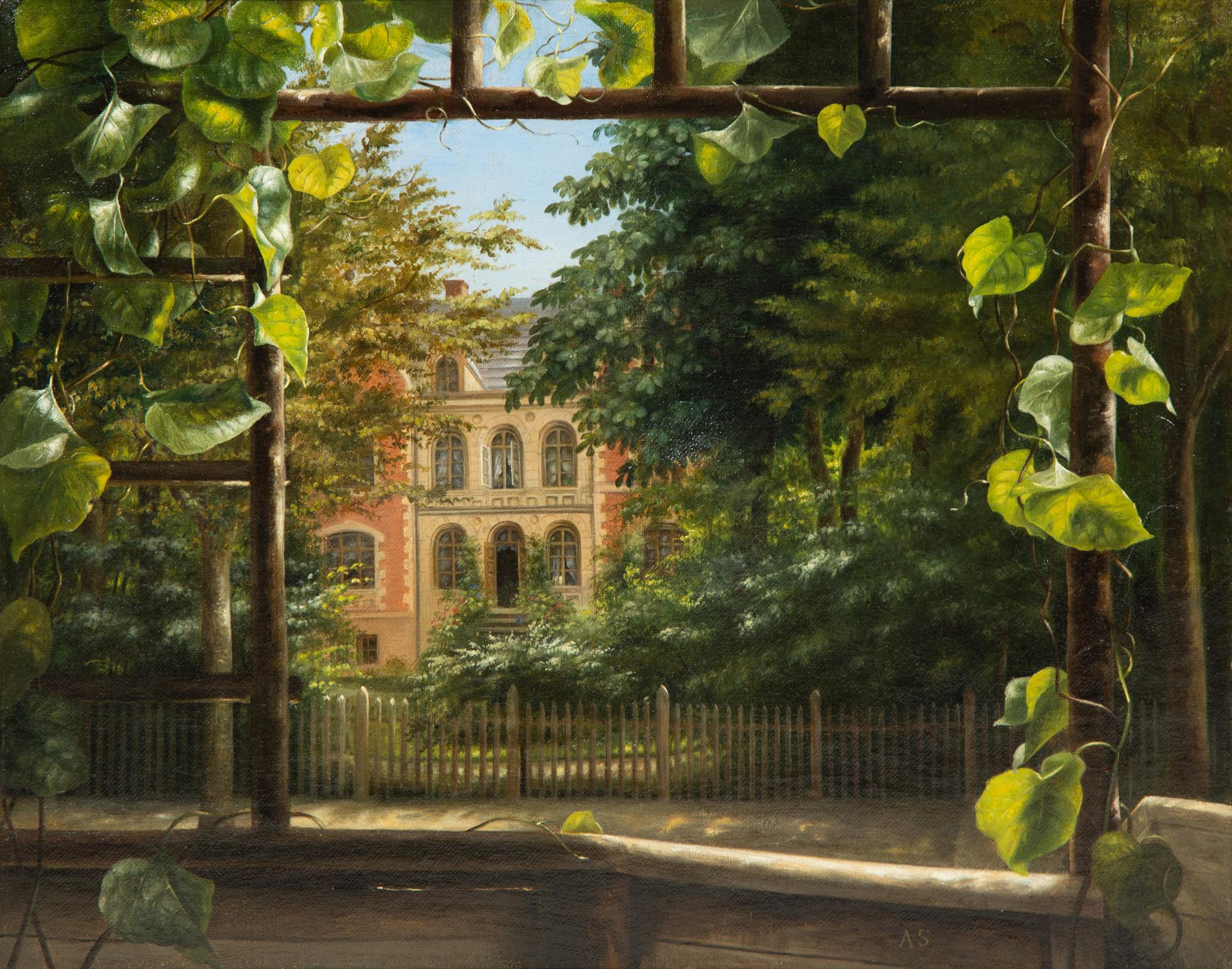 Manor in a Sun-Dappled Garden