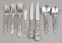 An American Silver Flatware Service, Gorham Mfg. Co., Providence, RI, Melrose pattern, comprising: 18 dinner knives 18 luncheon knives