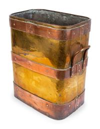 A Copper Bound Brass Log Bin — 19TH CENTURY