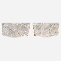 A pair of Louis XV carved giltwood consoles with breccia marble tops 18th century and possibly later