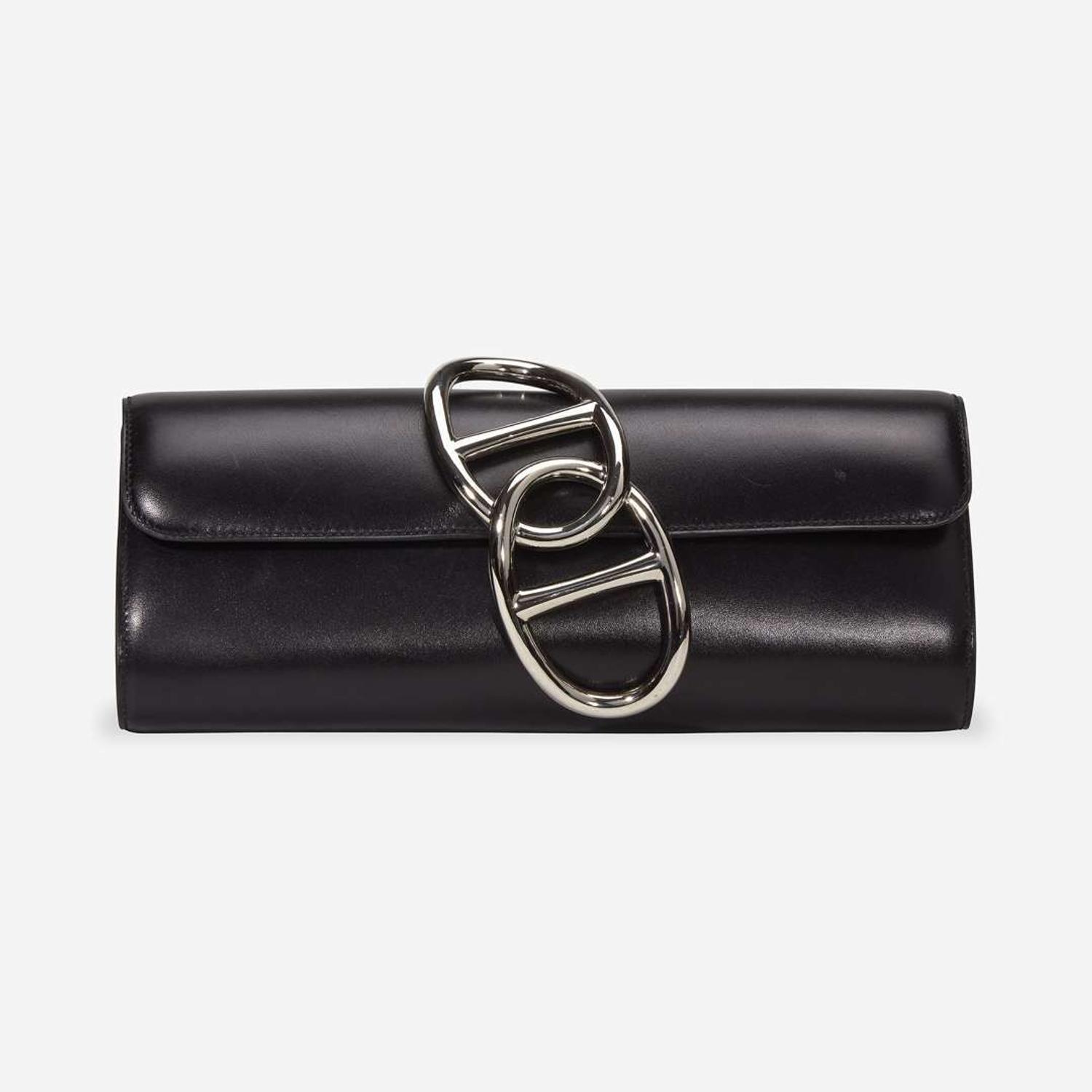 A black calf leather clutch with palladium hardware, Hermès Egee, 2012